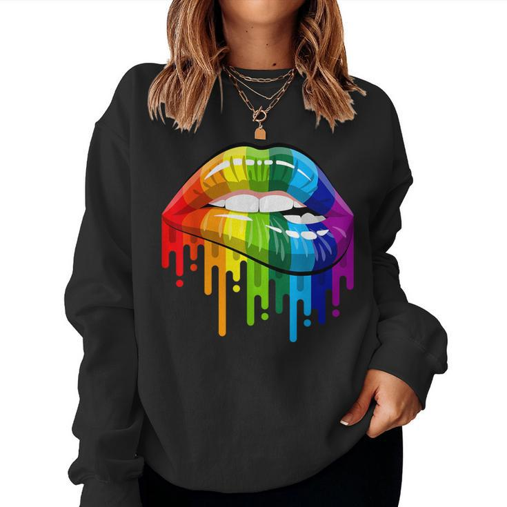 Lgbt Rainbow Lips Pride Gay Homosexual Lesbian Women Sweatshirt