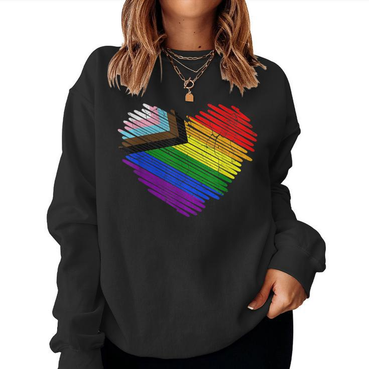 Lgbt The Modern Pride Flag Heart Pride Rainbow  Women Crewneck Graphic Sweatshirt