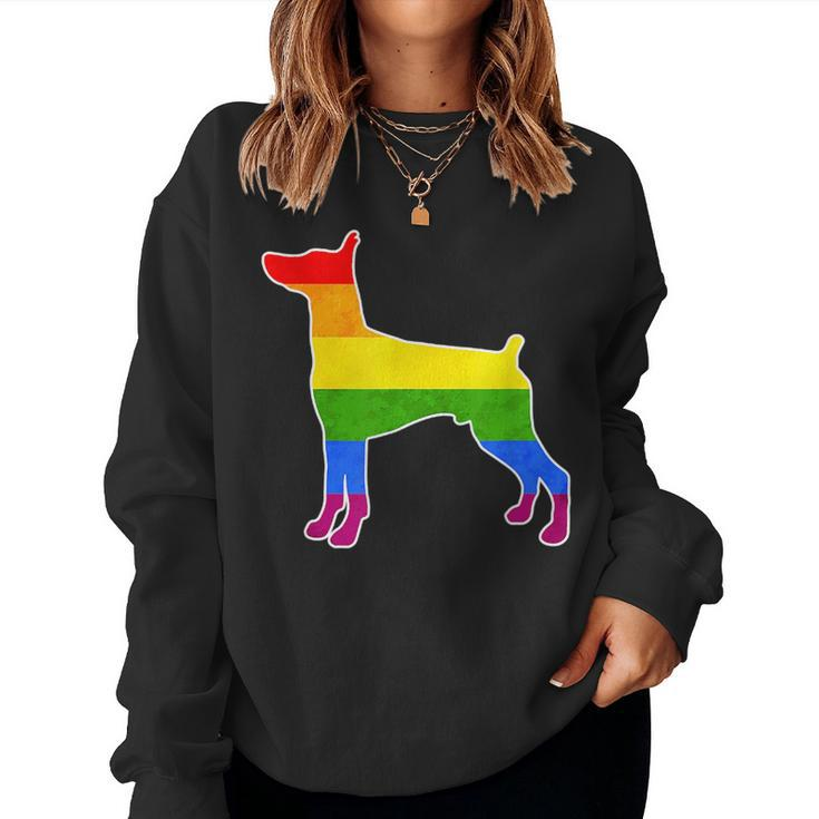 Lgbtq Doberman Pinscher Dog Rainbow Love Gay Lesbian Pride Women Sweatshirt