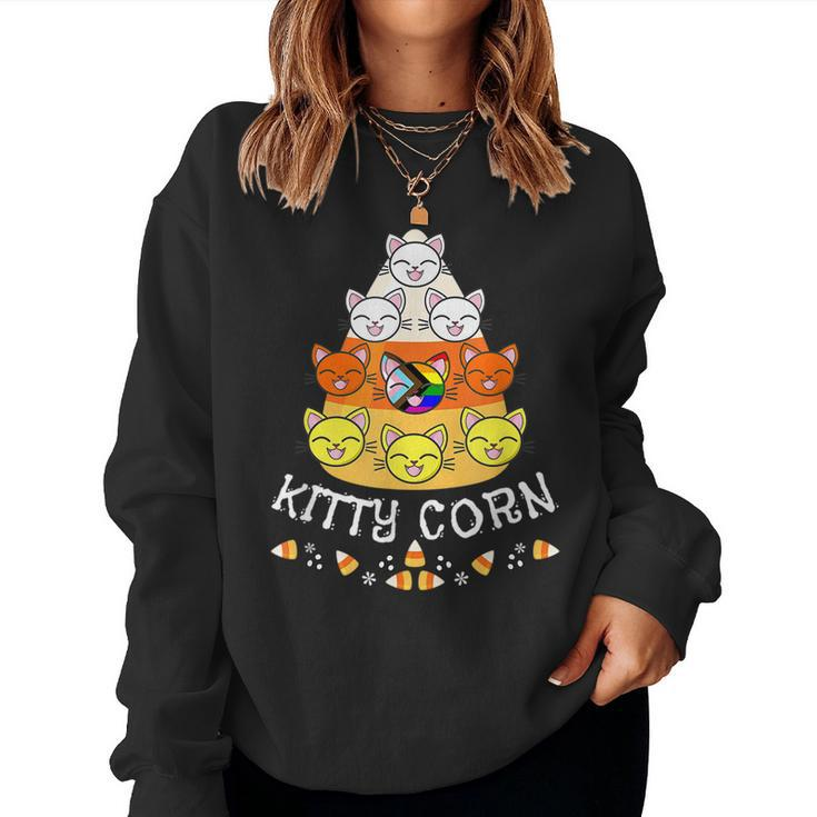 Lgbtq Gay Lesbian Halloween Fall Cat Candy Corn Kitty Corn Lesbian  Women Sweatshirt