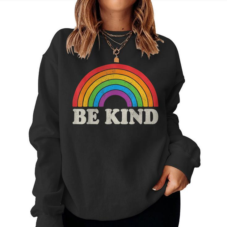 Lgbtq Be Kind Gay Pride Lgbt Ally Rainbow Flag Retro Vintage Sweatshirt