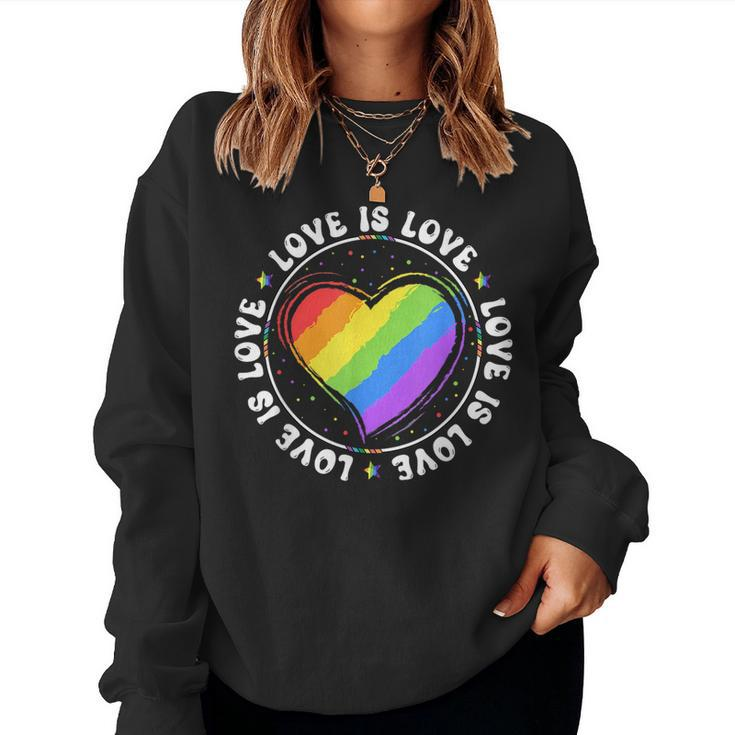 Lgbtq Love Is Love Gay Pride Lgbt Ally Rainbow Flag Vintage Pride Month s Women Sweatshirt