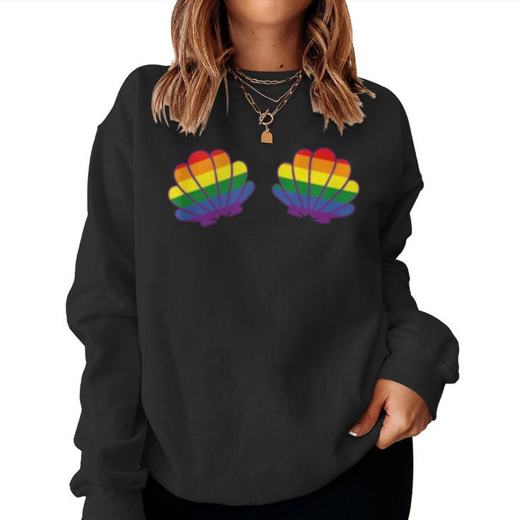 Lgtbq Pride Gay Lesbian Rainbow Flag Mermaid Shell Bra Women Sweatshirt
