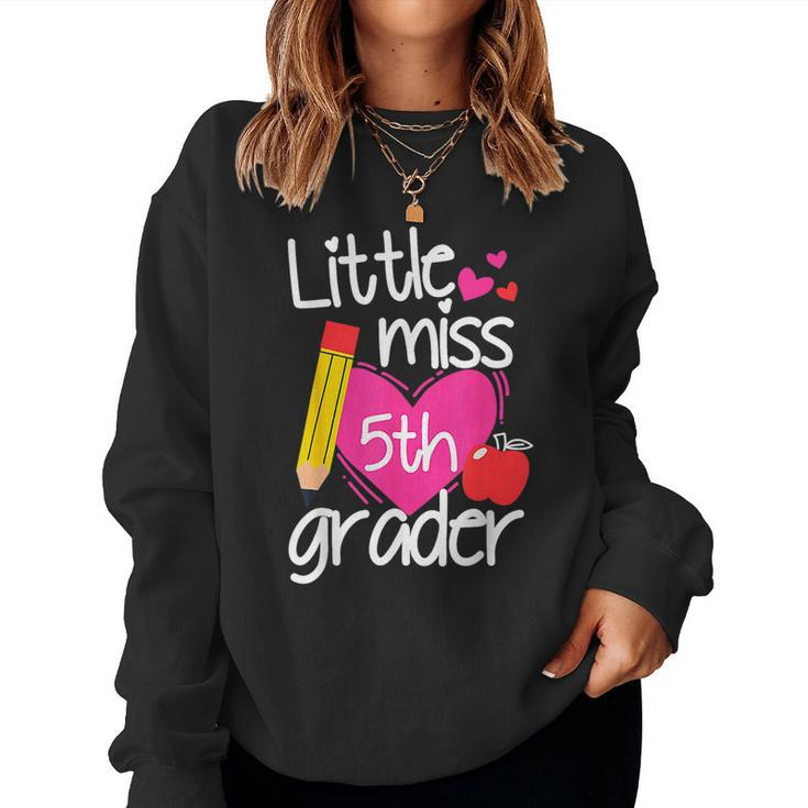 Little Miss 5Th Grade First Day Of Hello Fifth Grade Girls  Women Crewneck Graphic Sweatshirt