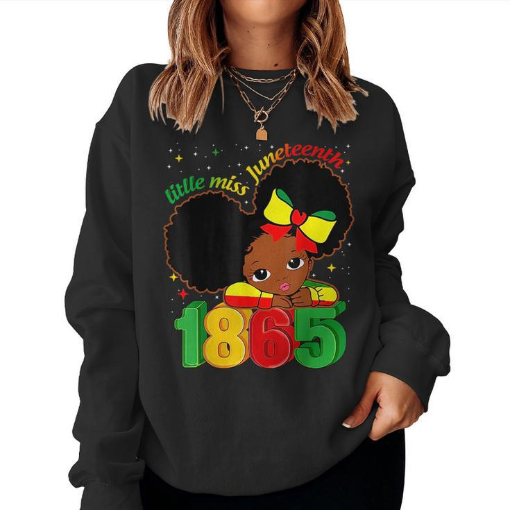 Little Miss Junenth 1865 Black Girl Melanin Toddler Kids Women Crewneck Graphic Sweatshirt