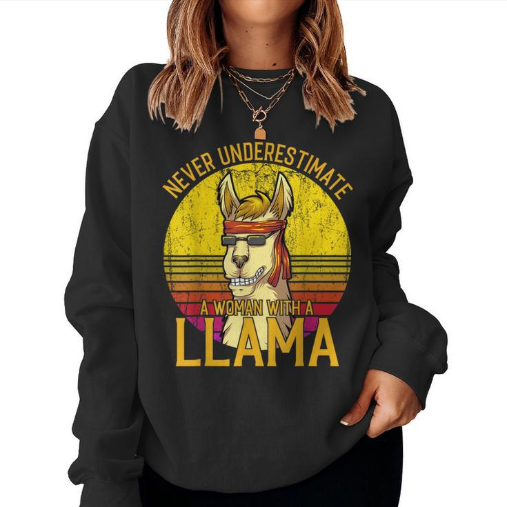 Llama Never Underestimate A Woman With A Llama Women Sweatshirt