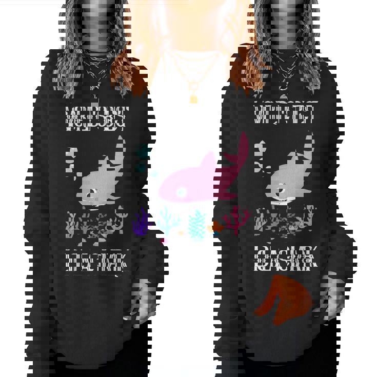 Lola Grandma Gift Worlds Best Lola Shark Women Crewneck Graphic Sweatshirt