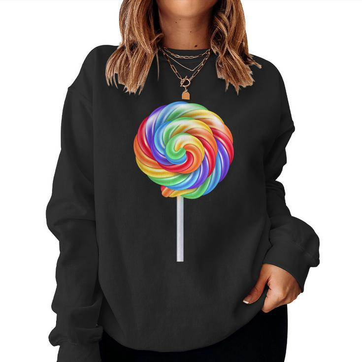 Lollipop Rainbow Sucker Candy Costume Halloween Women Sweatshirt