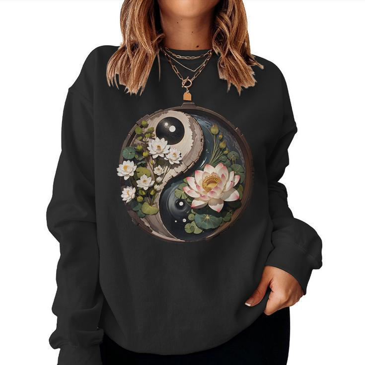 Lotus Flower Pond Yin Yang Women Sweatshirt