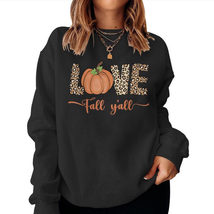 Love Fall Y'all Leopard Print Pumpkin Women's Thanksgiving Women Sweatshirt