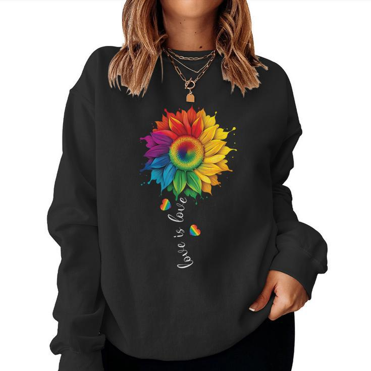 Love Is Love Lgbtq Rainbow Sunflower Gay Pride Sweatshirt