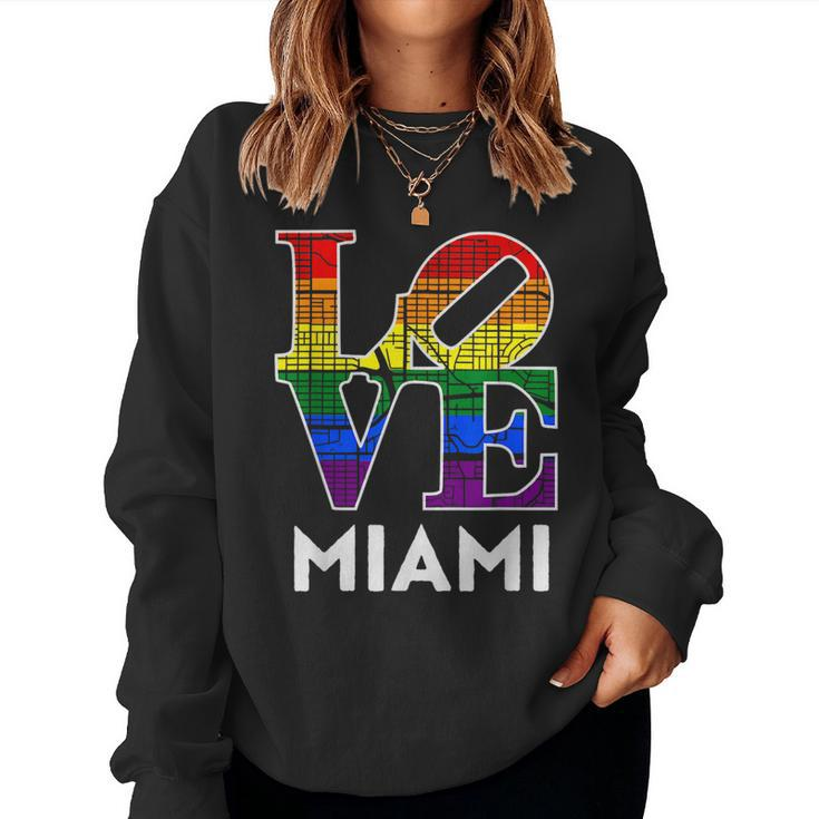 Love Miami Lgbt Rainbow Flag Gay Pride Women Sweatshirt