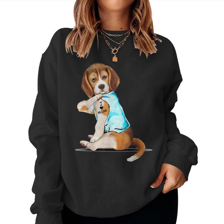 I Love Mom Beagle Harrier Tattooed Women Sweatshirt