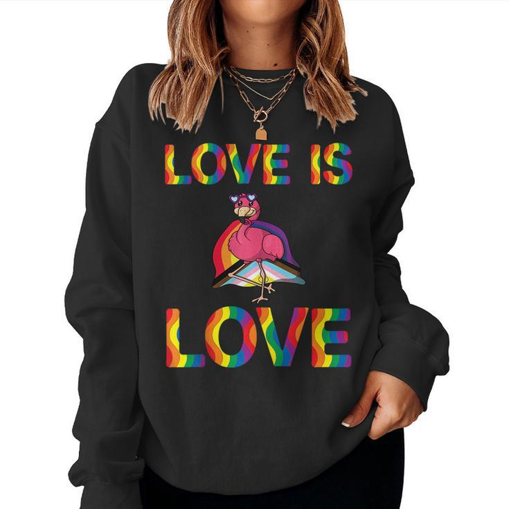 Love Is Love Queer Flamingo Gay Flamingo Lgbtqueer Women Sweatshirt