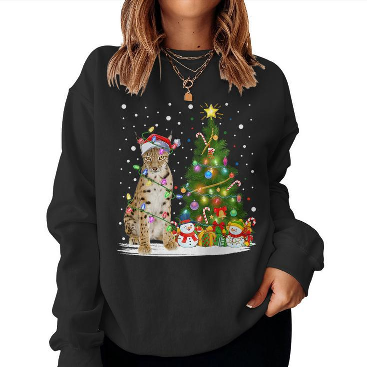 Lynx Xmas Tree Lighting Santa Lynx Christmas Women Sweatshirt