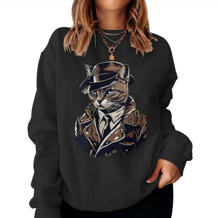 Mafia Cat The Catfather Italian Gangster Mafia Cat Women Sweatshirt