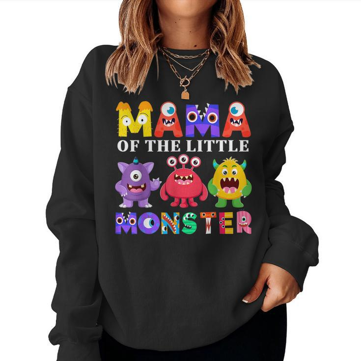 Mama Little Monster Kids 1St Birthday Party Family Monster  Women Crewneck Graphic Sweatshirt