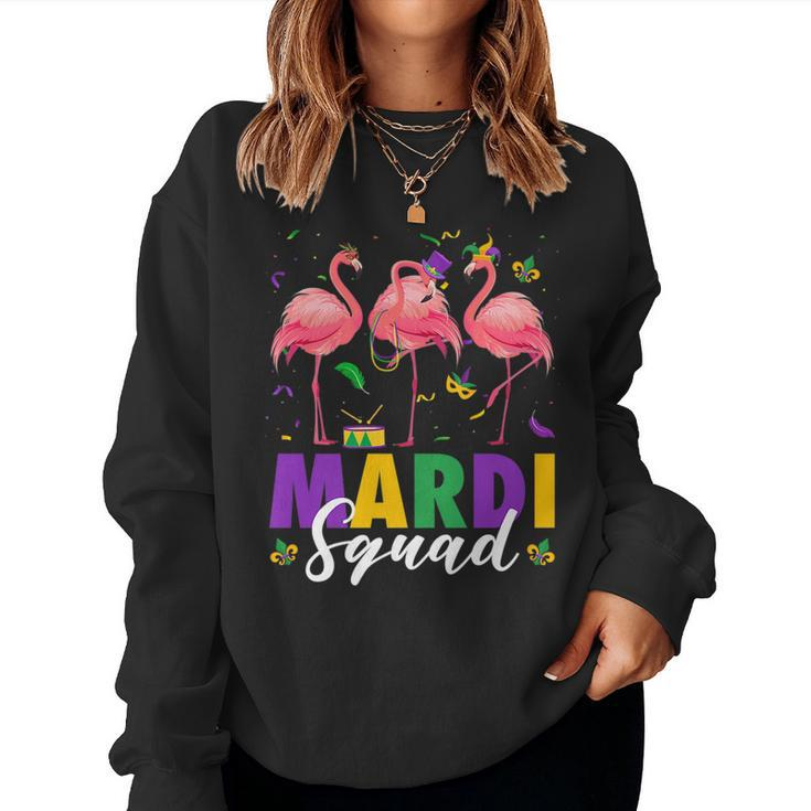 Mardi Squad Jester Flamingo Mardi Gras Fat Tuesday Parade Women Sweatshirt