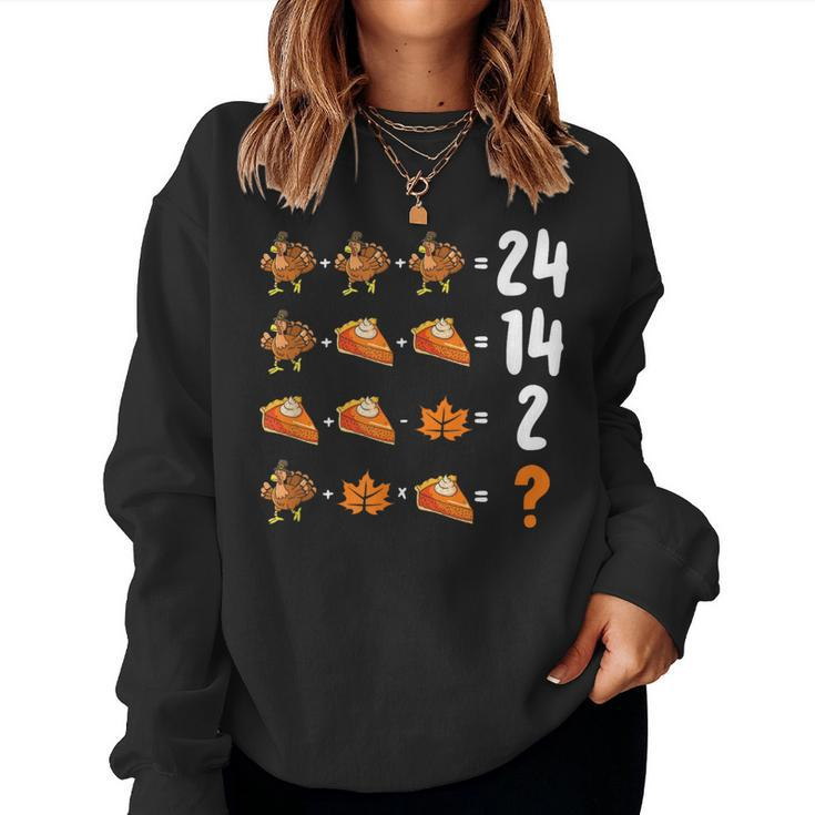 Math Number Thanksgiving Count Answer Pie Turkey Teacher Women Sweatshirt