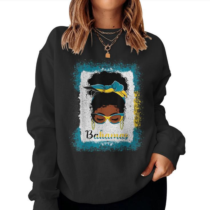 Messy Bun Bahamian Bahamas Flag Womens Woman Girl Bahamas Women Sweatshirt