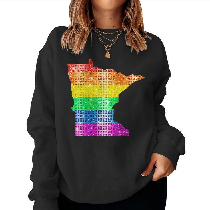 Minnesota Gay State Pride Rainbow Flag Map Gay Lesbian Lgbt Women Sweatshirt