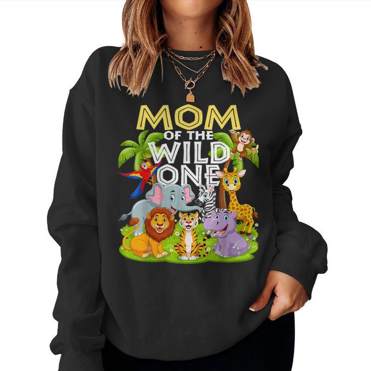 Mom Of The Wild One 1St Birthday Zoo Animal Safari Jungle Women Sweatshirt