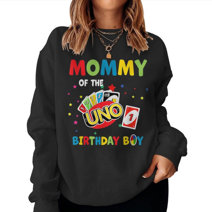Mommy Of The Uno Birthday Boy Uno Birthday Boy  Women Crewneck Graphic Sweatshirt