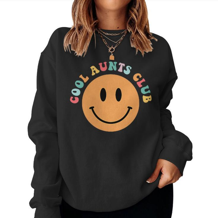 Mothers Day Groovy Auntie  Cool Aunts Club 2 Sided Women Crewneck Graphic Sweatshirt