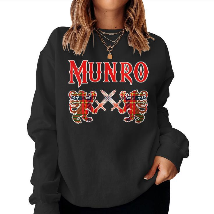 Munro Scottish Clan Lion Family Name Tartan Kilt For Lion Lovers Women Sweatshirt