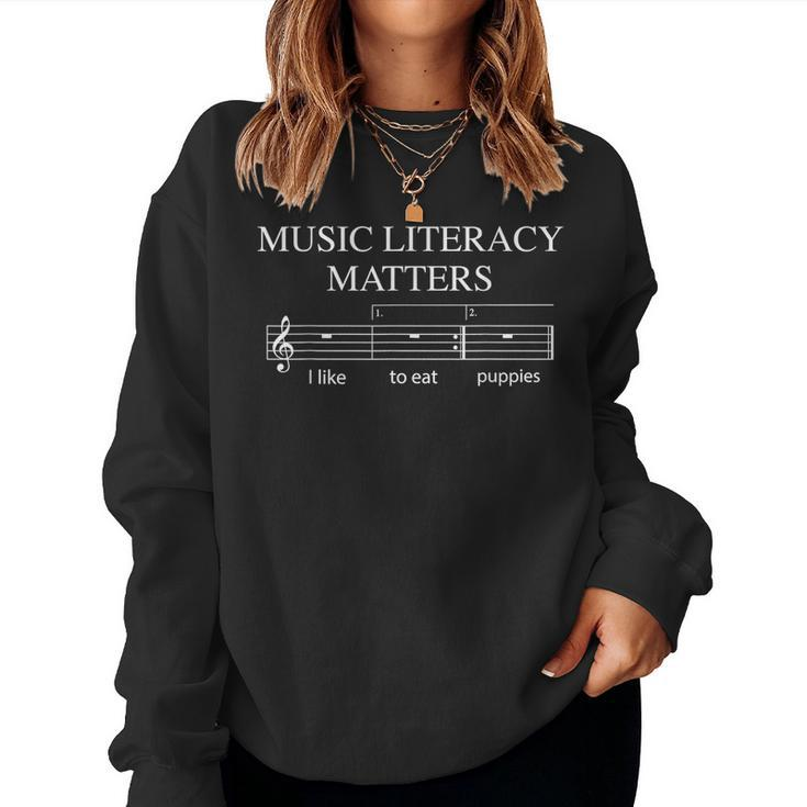 Music Literacy Matters Joke Read Repeat Music Teachers Women Sweatshirt