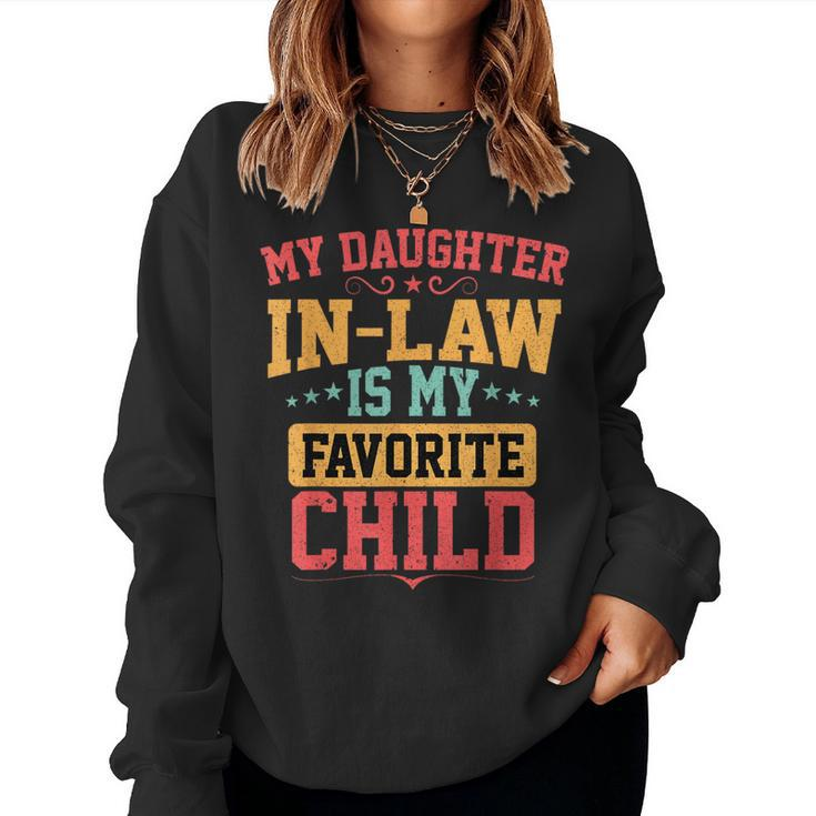 My Daughter-In-Law Is My Favorite Child Funny Fathers Day Women Crewneck Graphic Sweatshirt