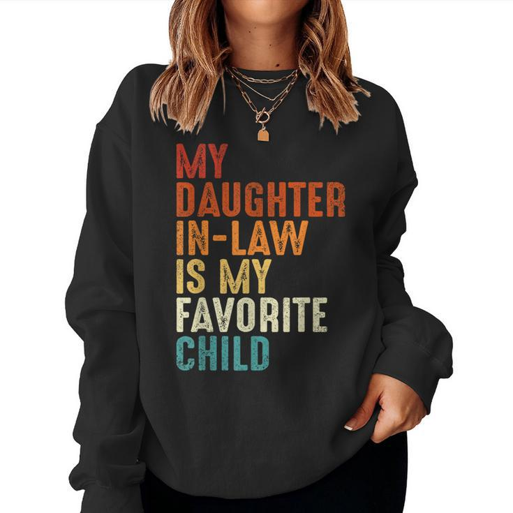 My Daughter In Law Is My Favorite Child Retro Fathers Day Women Crewneck Graphic Sweatshirt