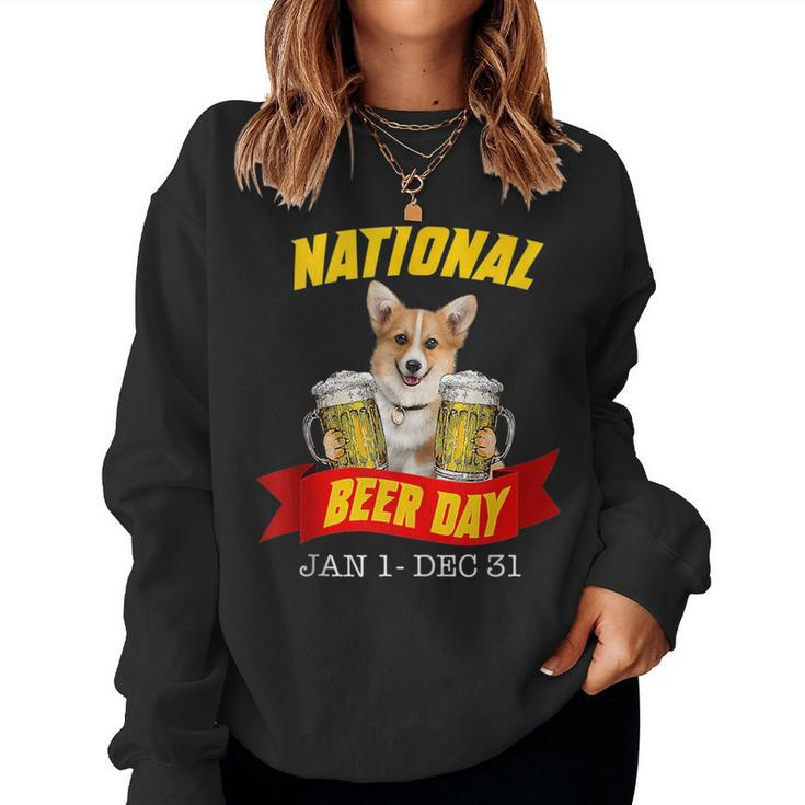 National Beer Day-Corgi Dog For-Corgi Lovers Women Sweatshirt