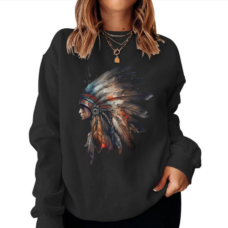 Native American Indian Headpiece Feathers For And Women Women Sweatshirt