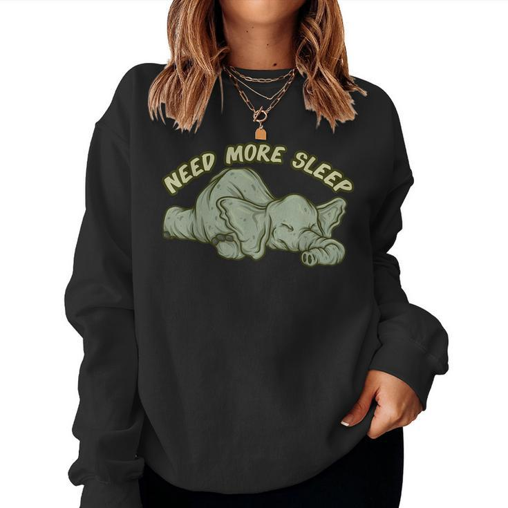 Need More Sleep Elephant Tired Animal Lover Coffee Lover  Women Crewneck Graphic Sweatshirt