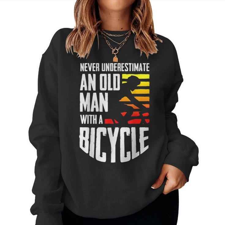 Never Underestimate An Old Man With A Bicycle Retired Gift Gift For Mens Women Crewneck Graphic Sweatshirt