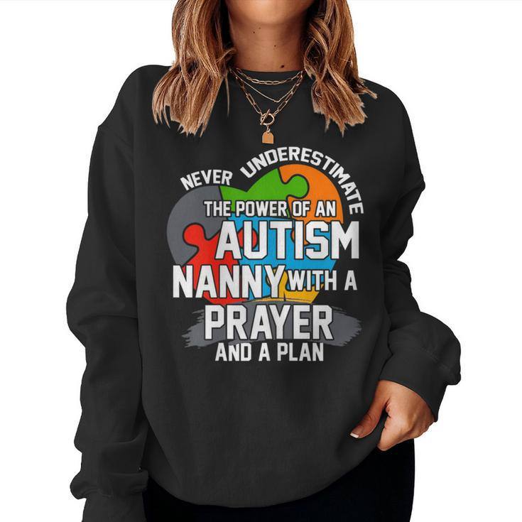 Never Underestimate The Power Of An Autism Nanny Gift For Womens Women Crewneck Graphic Sweatshirt