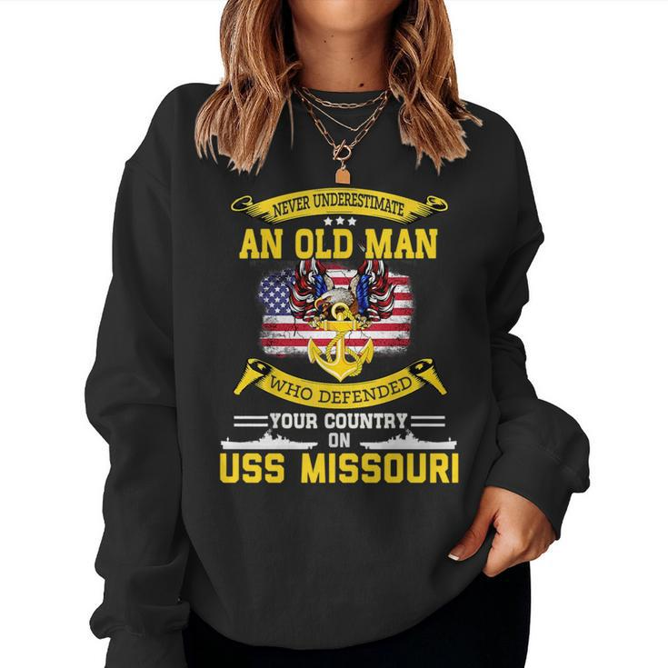 Never Underestimate Uss Missouri Bb63 Battleship Women Crewneck Graphic Sweatshirt