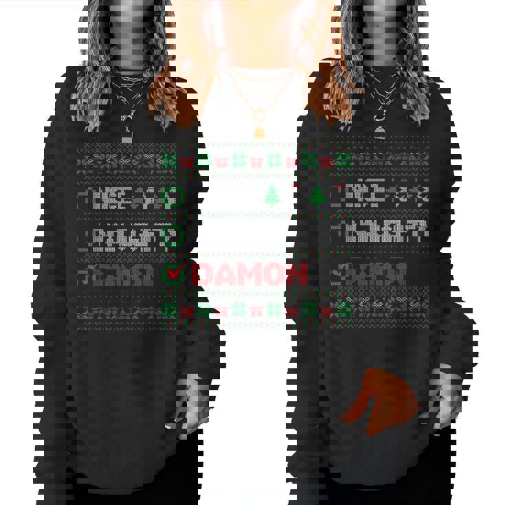 Nice Naughty Damon Christmas List Ugly Sweater Women Sweatshirt