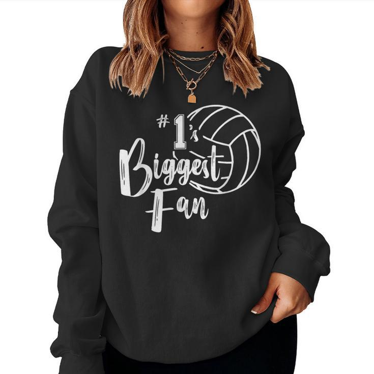 Number One 1 Biggest Fan Volleyball Mom Volleyball Dad Women Sweatshirt