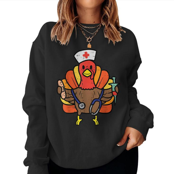 Nurse Turkey Thanksgiving Scrub Top For Nurses Fall Women Women Sweatshirt