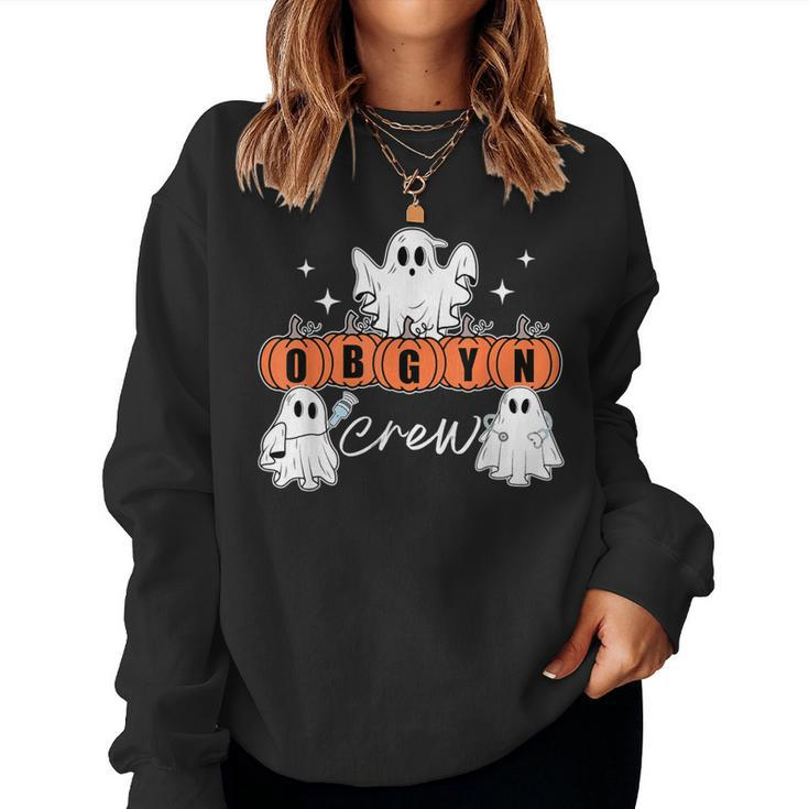 Obgyn Crew Halloween Ghost Obstetrics Nurse Squad Pumpkins Women Sweatshirt