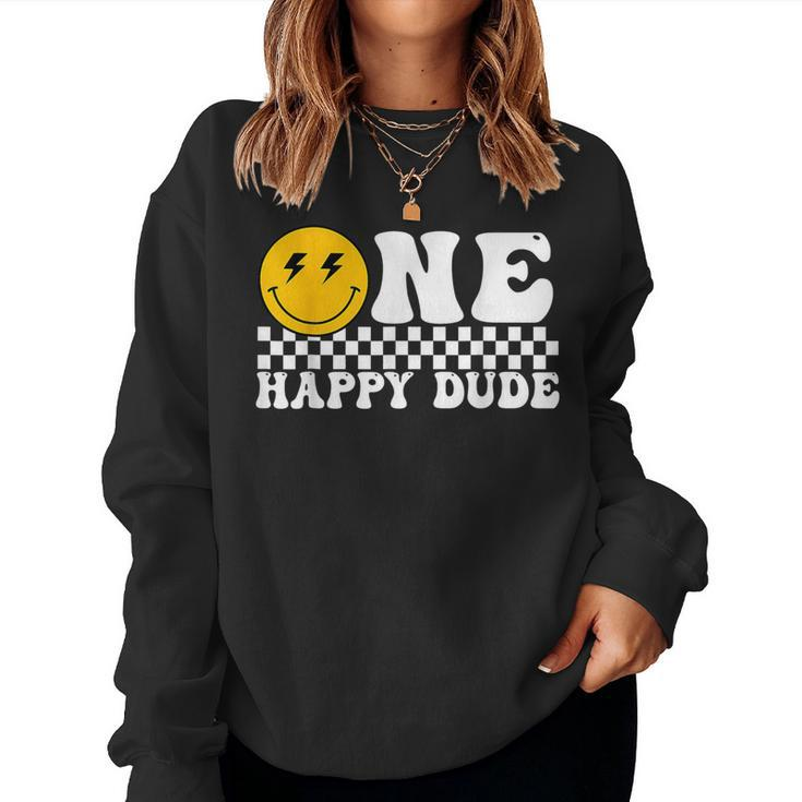 One Happy Dude Groovy 1St Birthday Party Family Matching Women Sweatshirt