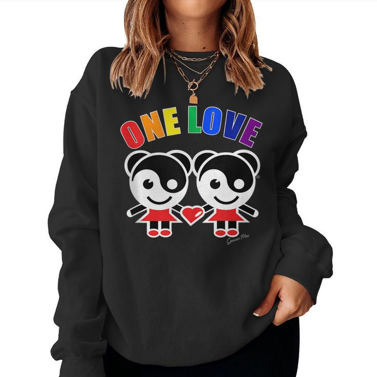 One Love Rainbow Yingyang Lesbian Gay Pride Lgbt Girls Heart Women Sweatshirt