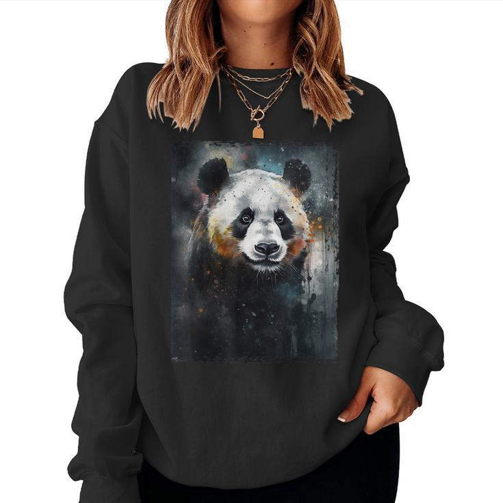 Panda Watercolor Panda Lovers Oil Painting Boys Kids Women Sweatshirt