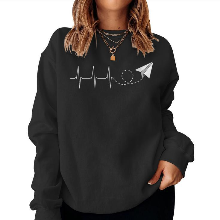 Paper Airplane Heartbeat Aeronautical Engineering Women Sweatshirt