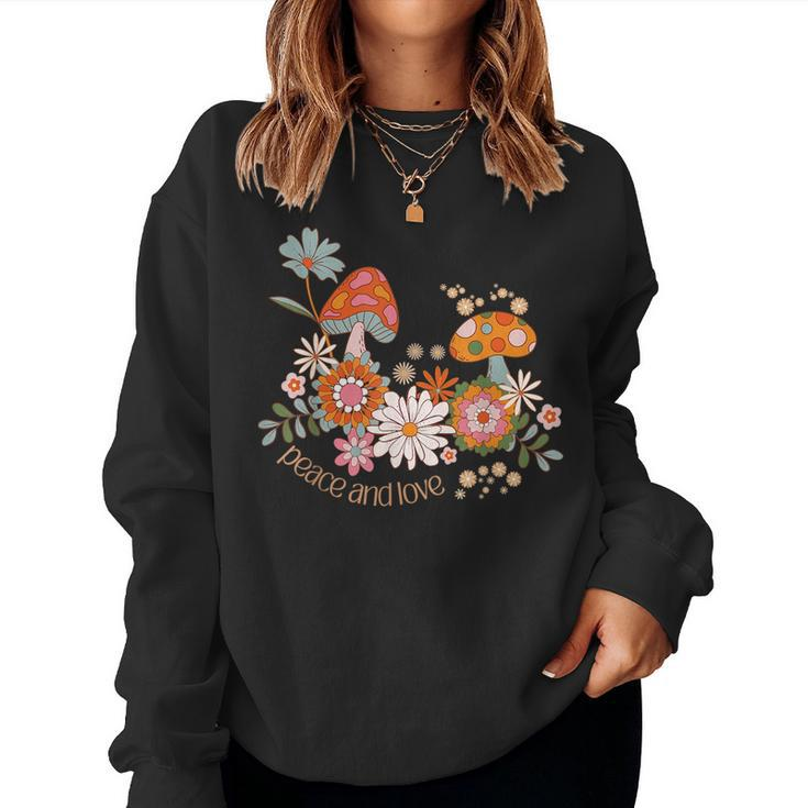 Peace Sign Love 60S 70S Flower Hippie Costume Women Sweatshirt