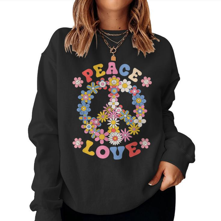 Peace Sign Love 60S 70S Hippie Costume Flowers Girls Women Sweatshirt