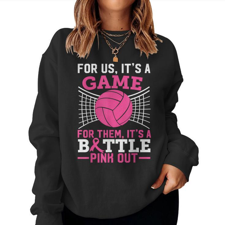Pink Out Breast Cancer Volleyball Ball Lover N Girl Women Sweatshirt