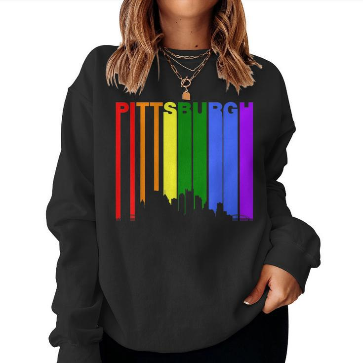 Pittsburgh Pa Downtown Rainbow Skyline Lgbt Gay Pride Sweatshirt